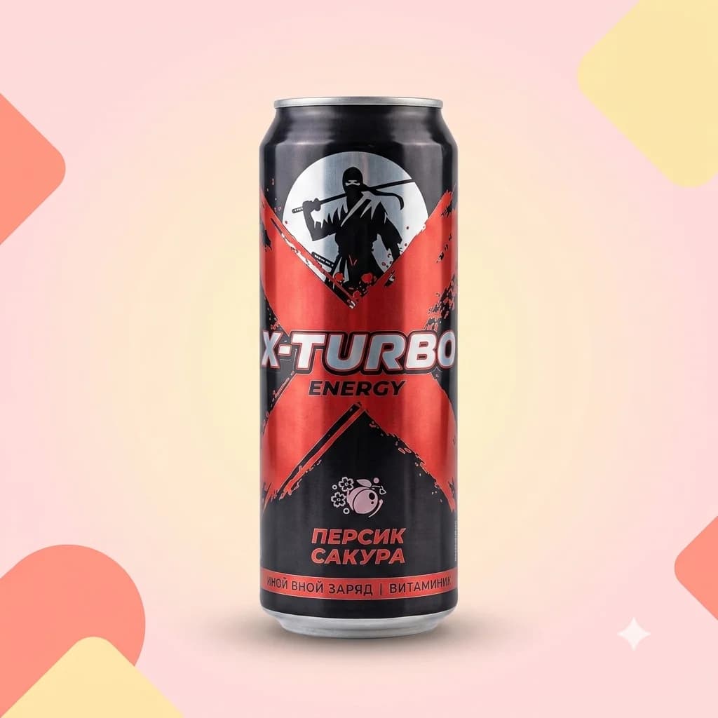 Энергетик X-TURBO Персик-сакура 450мл