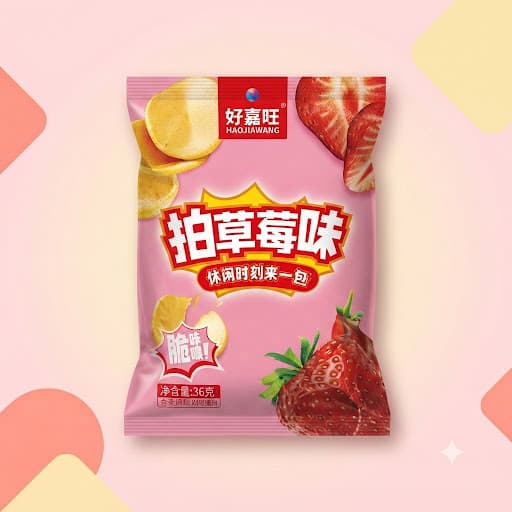 Чипсы Haojiawang со вкусом клубники 36 г